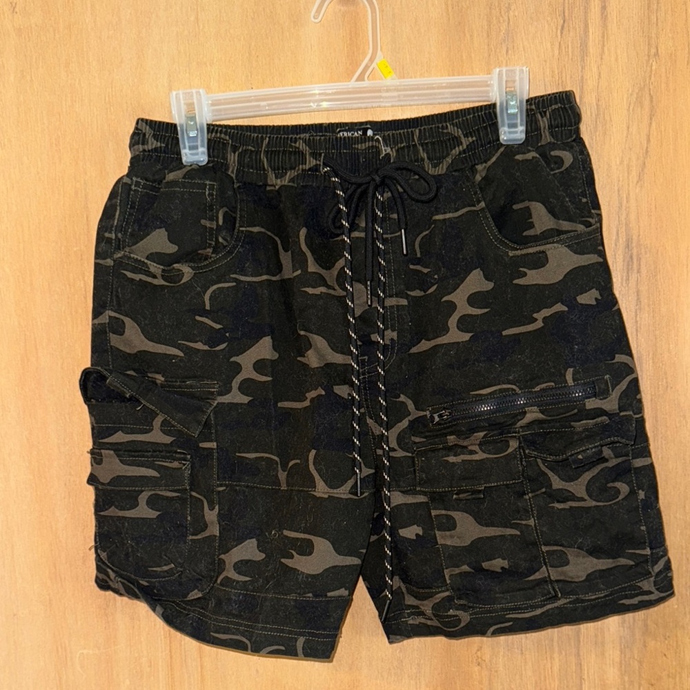 American Stitch Black and Brown Camo Cargo Shorts